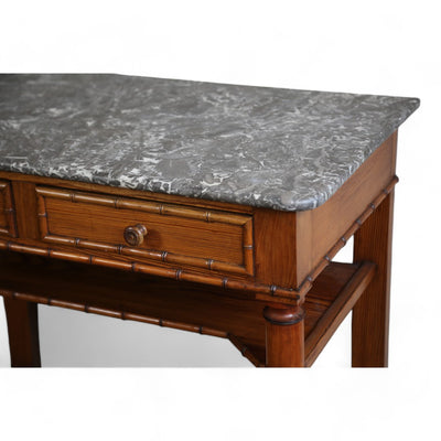 Marble Top Faux Bamboo Side Table