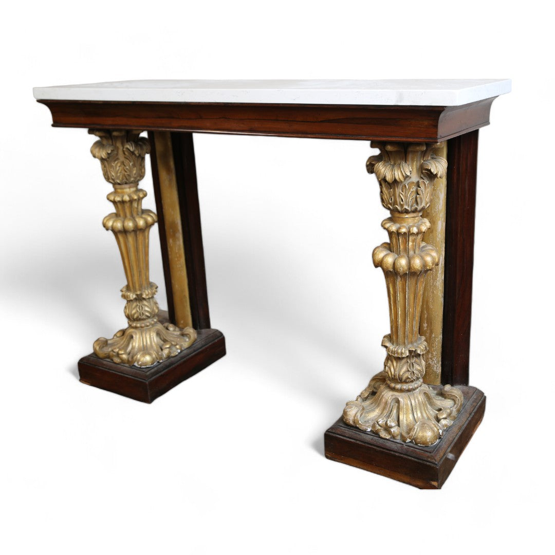 Regency English Mahogany Console with Stone Top