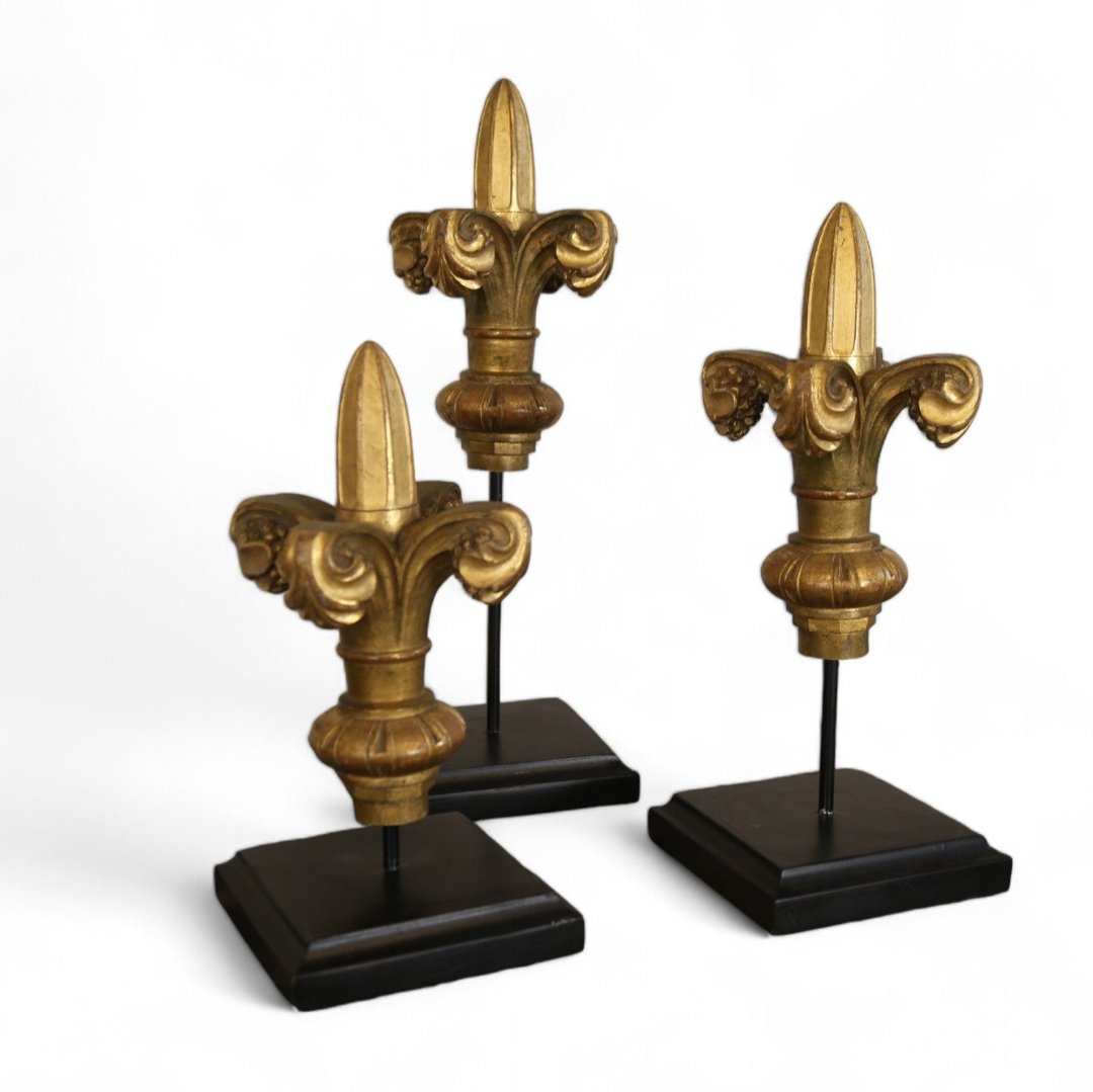 Set of Three Carved English Gilt Finials