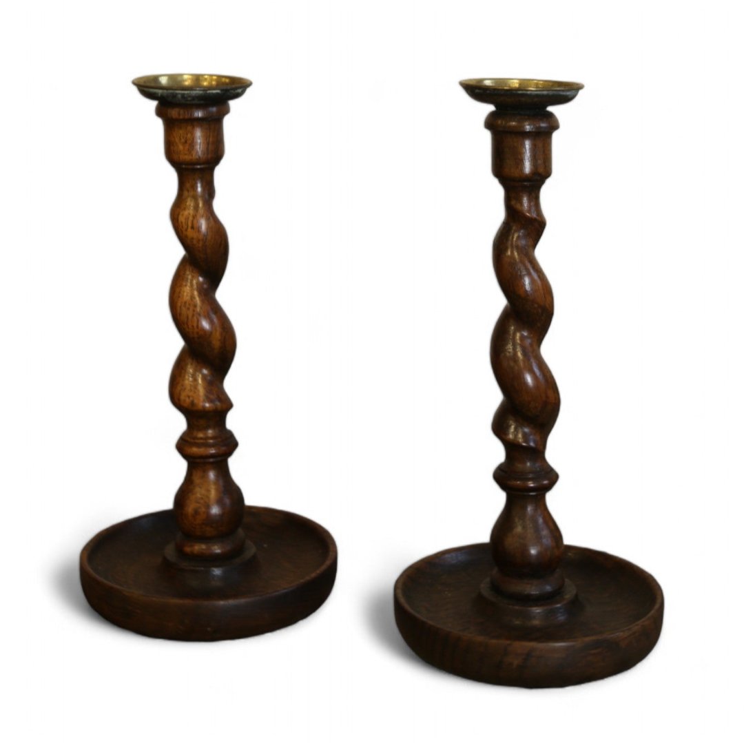 Pair of Barley Twist Candle Sticks