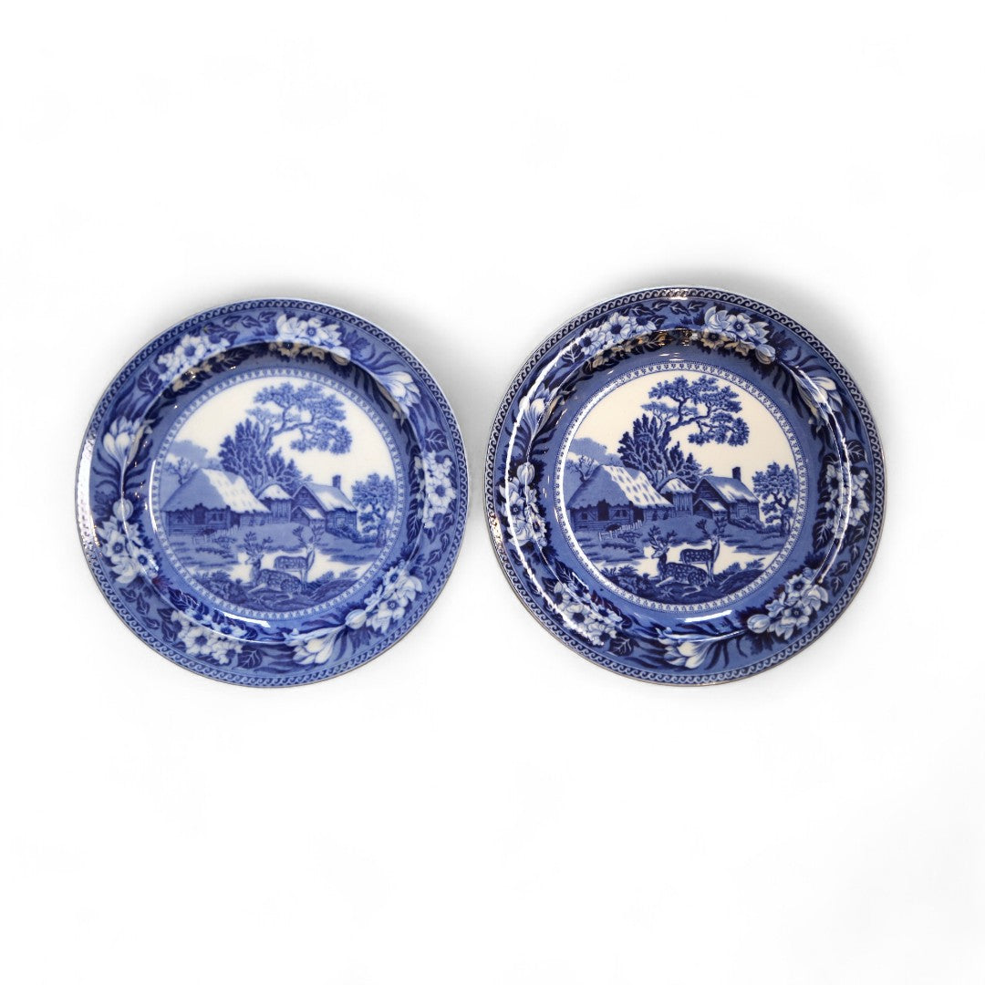 イギリス プレート ブルー&ホワイト Dean's Burslem ３枚セット Blue & White – Henry Dean 1930