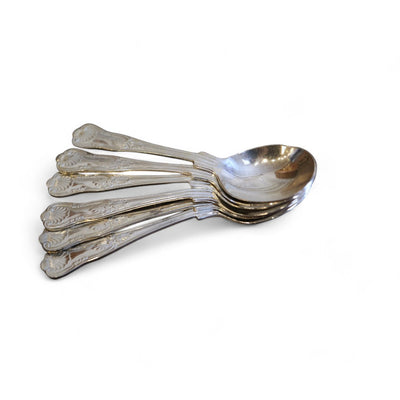 Set of Six Silverplate Soup Spoons