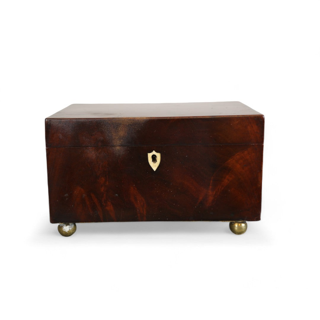 Mahogany Tea Caddy on Brass Feet