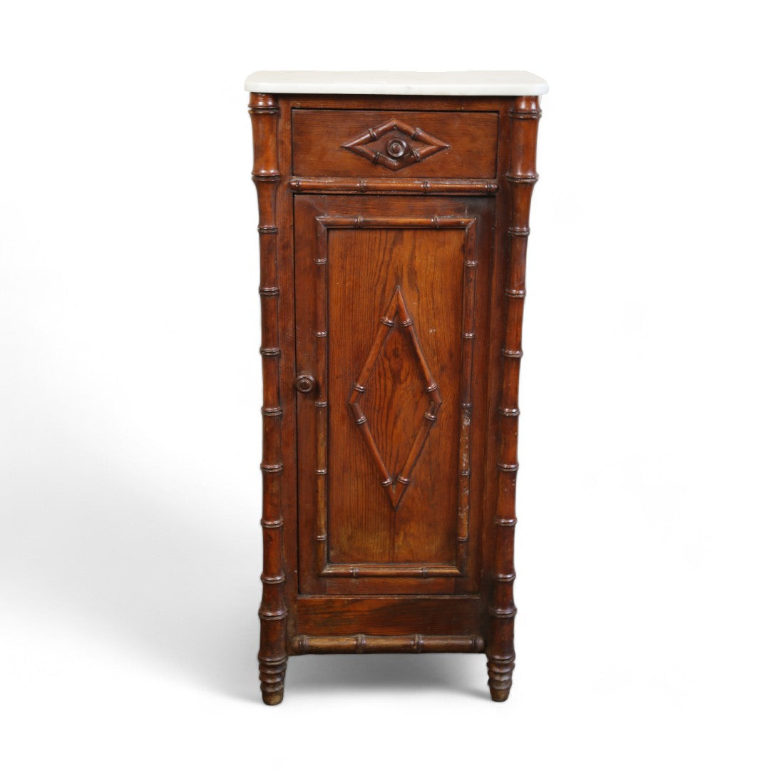 Marble Top Faux Bamboo Cabinet