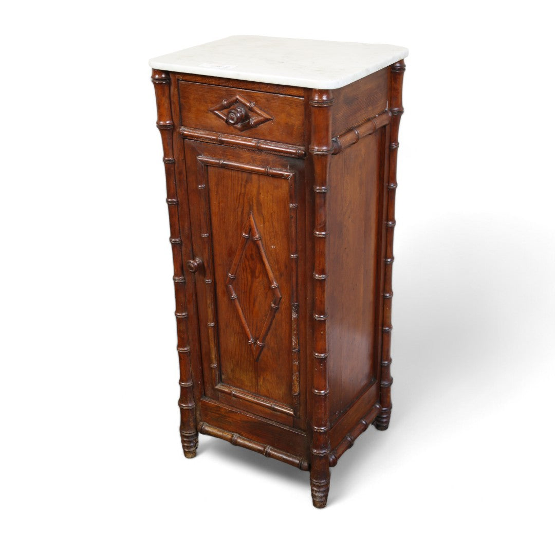 Marble Top Faux Bamboo Cabinet