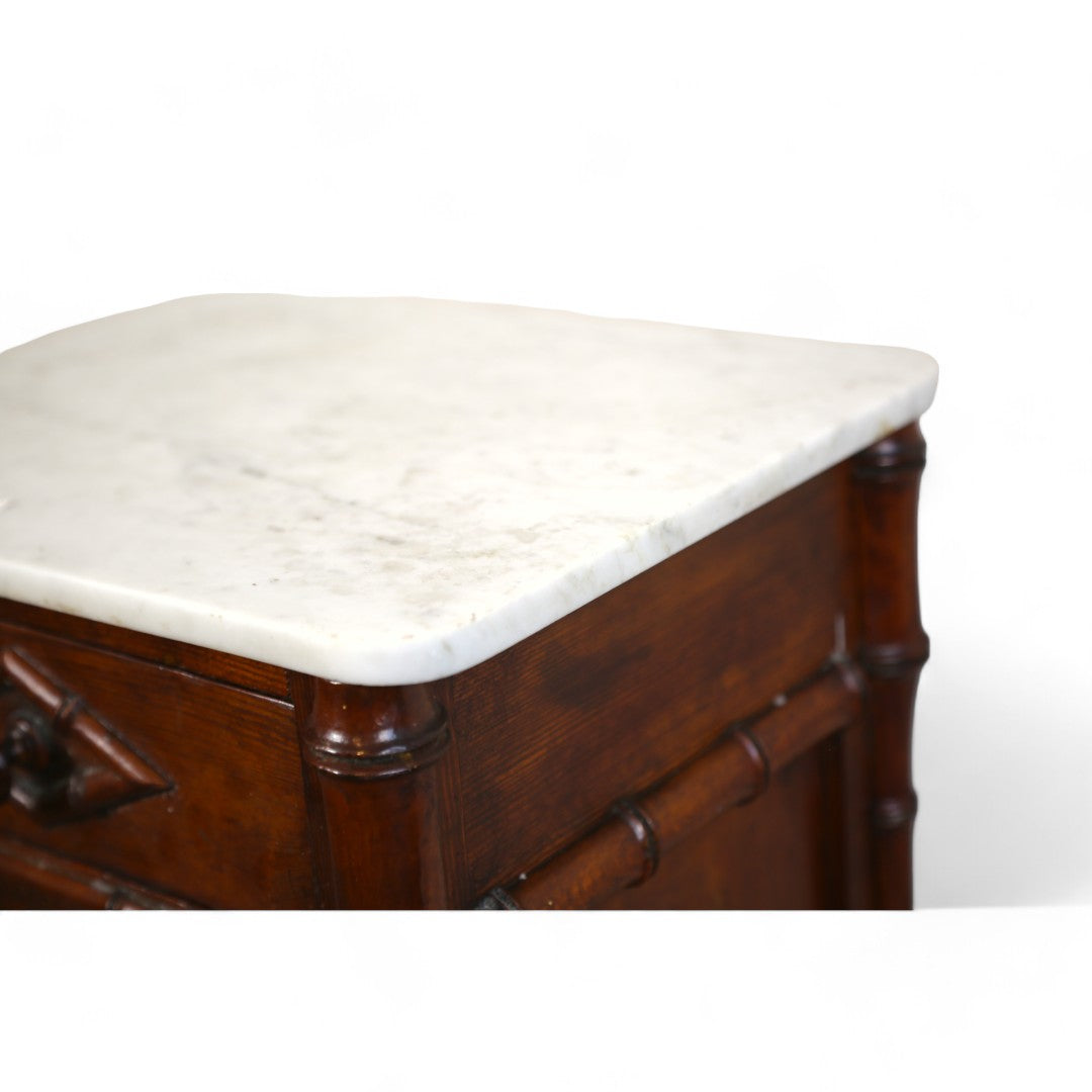 Marble Top Faux Bamboo Cabinet