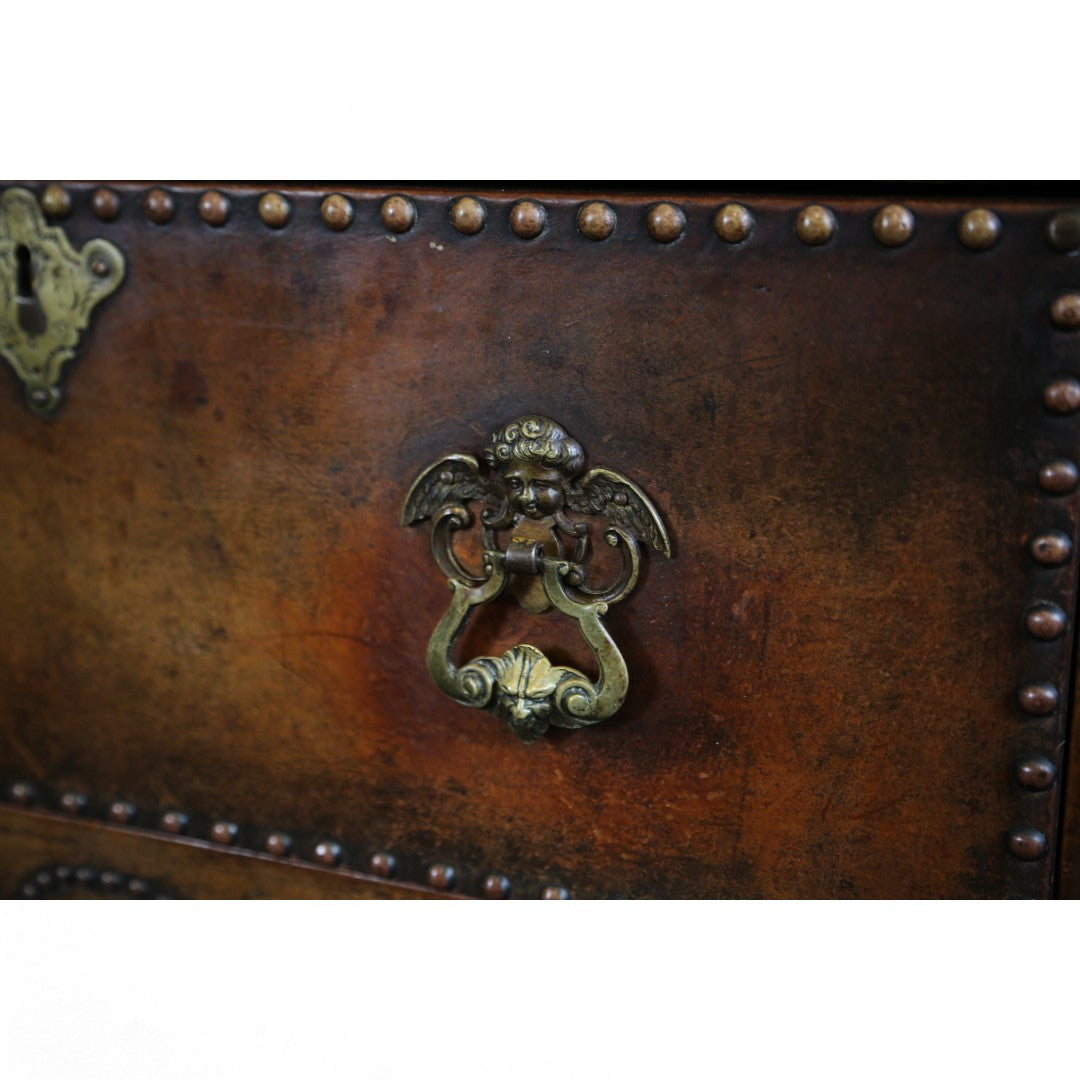 Leather Sideboard on Carved Oak Stand