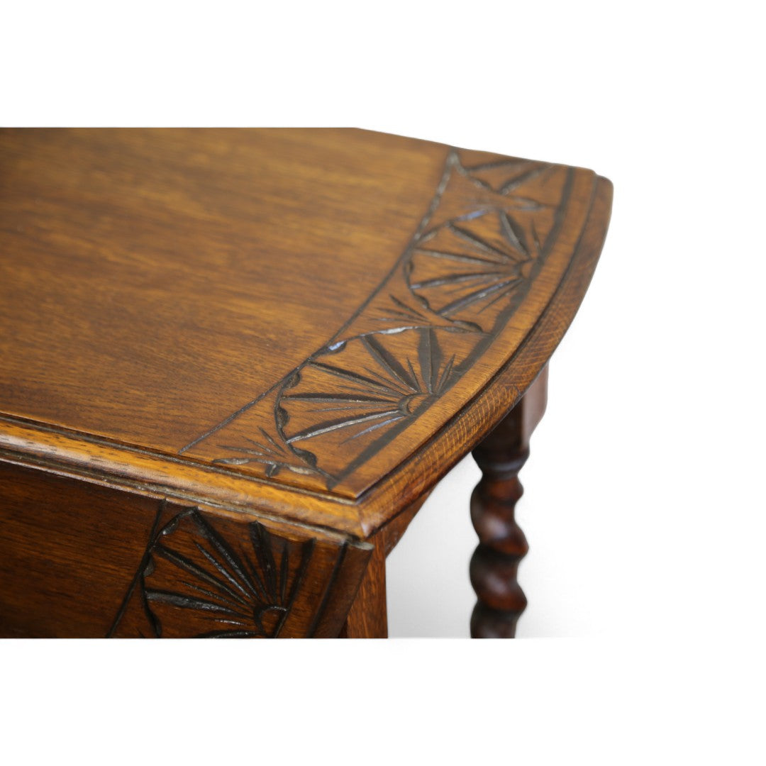 English Oak Carved Drop Leaf Table