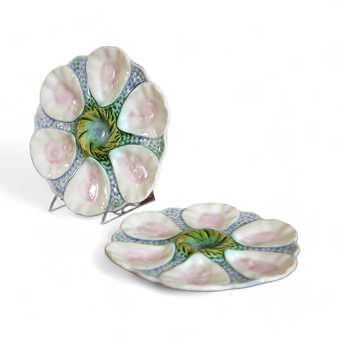 Pair of Majolica Oyster Plates