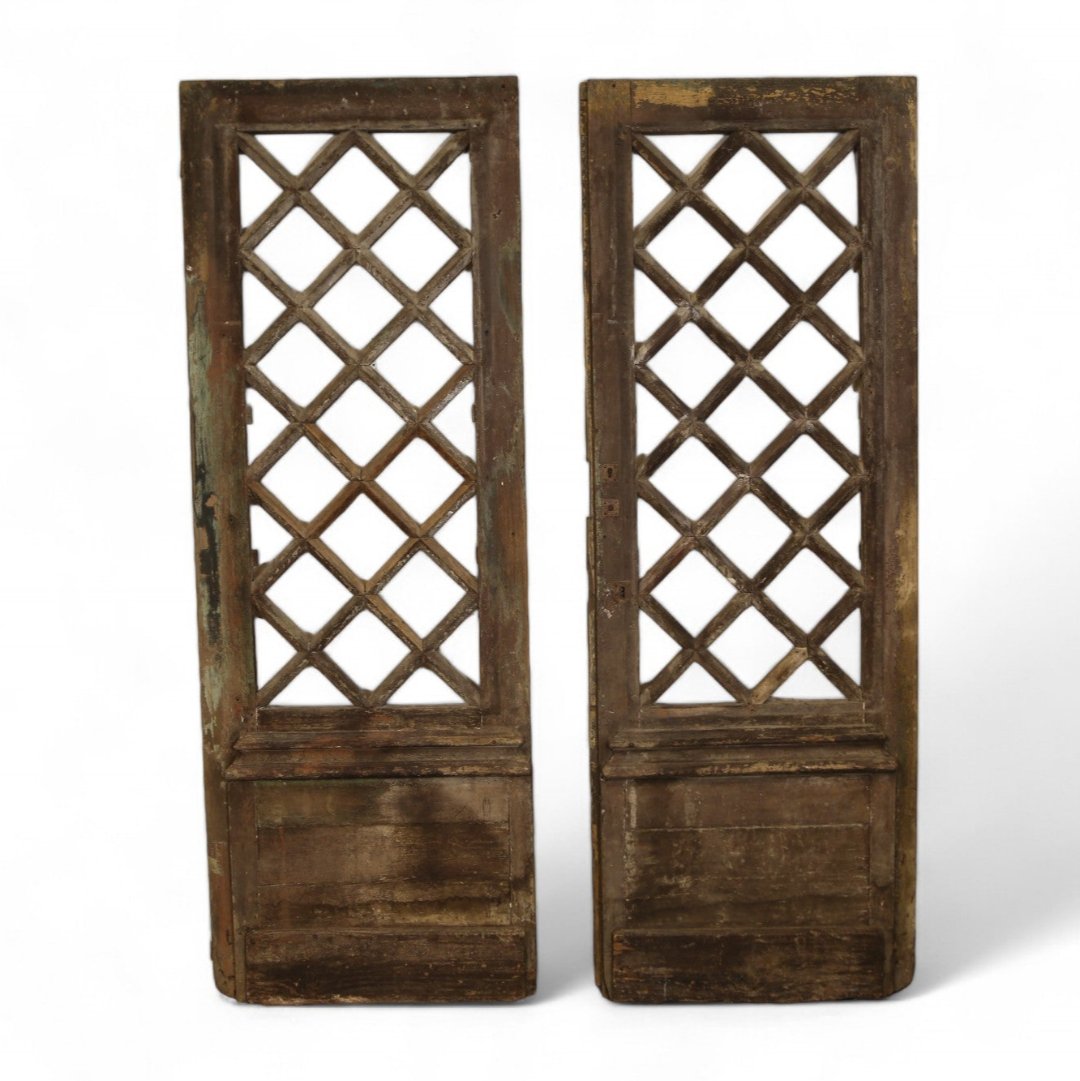 Pair of Fretwork French Painted Doors